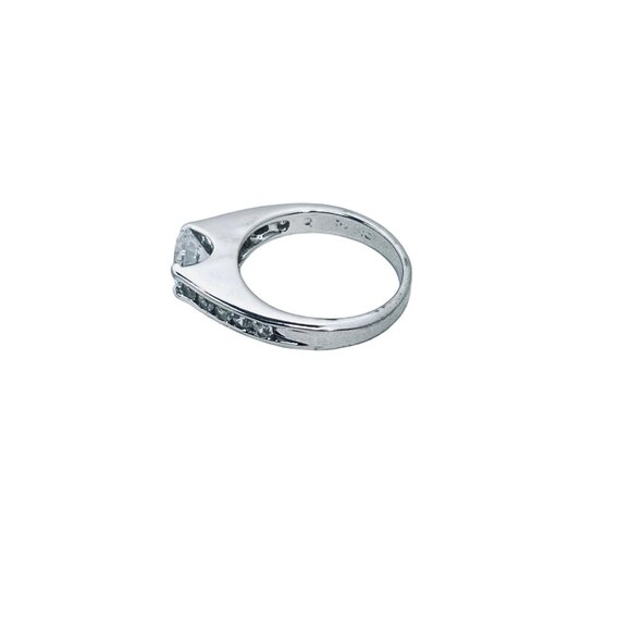 Silver Tone With Clear Glass Rhinestone Statement Ring (R365) - Picture 6 of 6